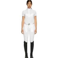 Turniershirt Damen Micro Sequins, kurzarm