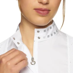 Turniershirt Damen Micro Sequins, kurzarm
