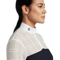Turniershirt Damen Sheer Jacquard Jersey Zip, langarm